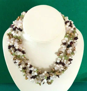 5 ROW KESHI PEARL & GEMSTONE NECKLACE W/SS TOGGLE CLASP - kbc-affordable - Picture 1 of 7