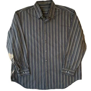 Robert Talbott Men’s Long Sleeve Dress Button Down Shirt Size 2XL, Gray Stripes - Picture 1 of 9