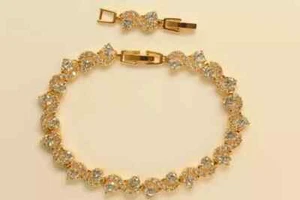 9 Ct Round Cut Real Moissanite Gorgeous Tennis Bracelet 14k Yellow Gold Finish - Picture 1 of 2