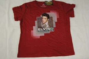 ELVIS PRESLEY PHOTO 80TH GRACELAND 2015 RED LADIES SKINNY T SHIRT NEW OFFICIAL  - Picture 1 of 6