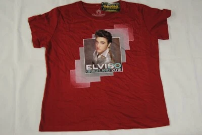 ELVIS PRESLEY PHOTO 80TH GRACELAND 2015 RED LADIES SKINNY T SHIRT NEW OFFICIAL  - Image 1 of 4