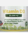 Vitamin D D3 10,000 IU Capsules Maximum Strength 365 Soft Gel Capsules