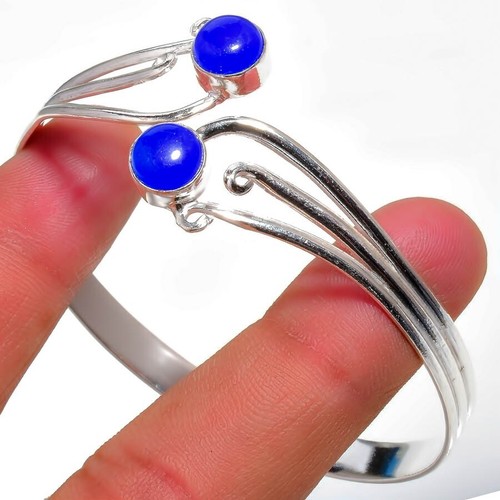 VALENTINO Bracciale regolabile in argento sterling 925 fatto a mano con pietre preziose onice blu