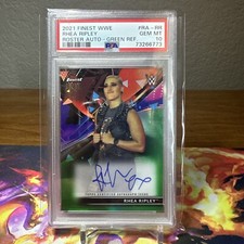 2021 Topps Finest WWE RHEA RIPLEY #RA-RR Green Auto 70/99  💎 PSA 10 Gem Mint
