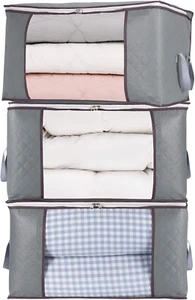 3Pcs Jumbo Zippered Storage Bag for Closet King Comforter, Pillow, Quilt, Beddin - Picture 1 of 7