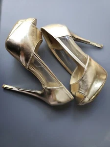 Anne Michelle Gold and Clear Stiletto Heels Pumps size 6.5 woman - Picture 1 of 6