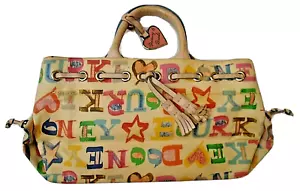 Dooney & Bourke Satchel Handbag Multicolor Tassels Monogram Coated Canvas - Picture 1 of 7