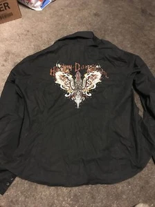 HARLEY DAVIDSON ROAD ANGEL WOMENS 1w BLACK Button Down 96201-09VW - Picture 1 of 10