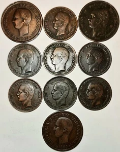 GREECE / 1869-1878-1882 5 & 10 Lepta Lot of 10 Coins,King George I !!! - Picture 1 of 2