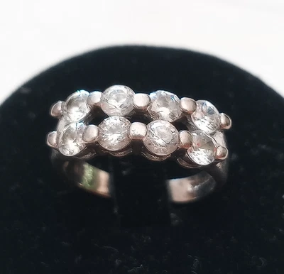 Anello vintage donna argento 925 zirconi tipo diamanti misura 13 - Immagine 1 di 4