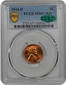 1944-D Lincoln PCGS CAC RD 67+ - Picture 1 of 2