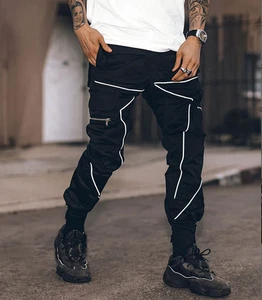 CUYR Herren Cargohose Hip Hop Techwear Haremshose Jogger Jogginghose mit Taschen - Bild 1 von 4