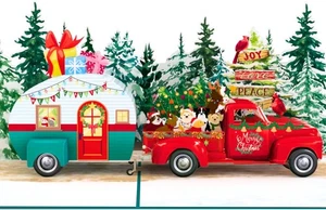 Tarjeta de Navidad Pop Up, 3D Camper Navidad Pop Up Card, 6X8 pulgadas Pop Up Holiday - Imagen 1 de 5