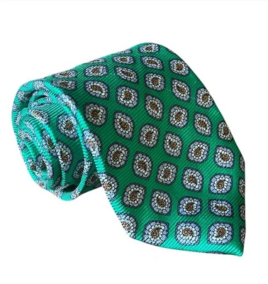 Corbata Robert Talbott Best Of Class para hombre verde cachemira foulard seda EE. UU. COMO NUEVA Foto 1 de 4