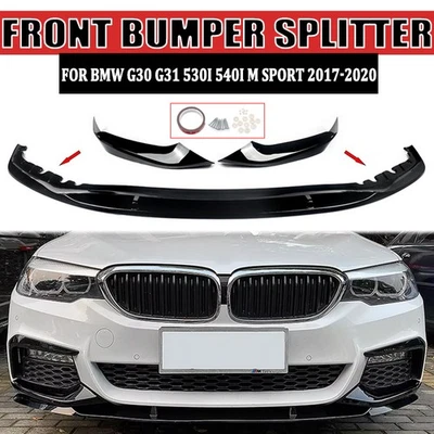 Front Bumper Splitter For BMW G30 G31 M Sport 540i M550i 2017-2020 Glossy Black Foto 1 de 4