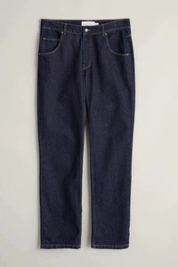 "Pantalones de mezclilla ajustados Seasalt Cornwall Cobleman de algodón orgánico lavado oscuro - talla 34"" W" - Imagen 1 de 3