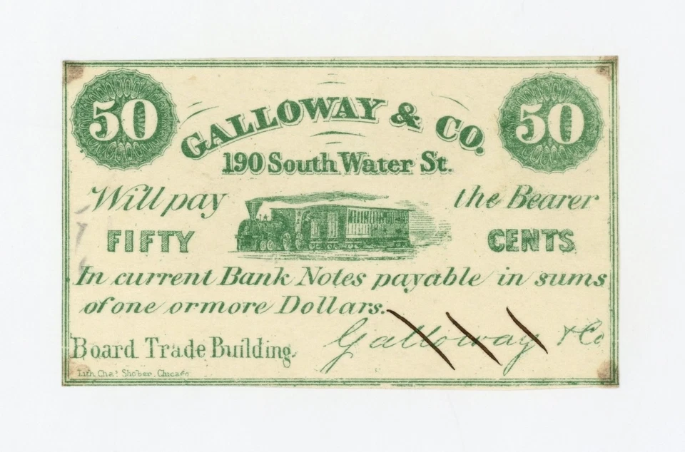 1800's 50c Galloway & Co. - NEW YORK Merchant Scrip AU - Image 1 of 2