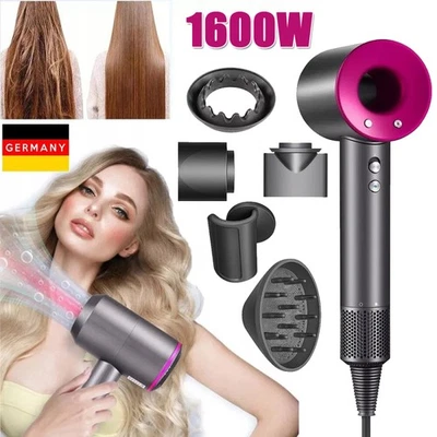 MARKENLOS Ionen Föhn Haartrockner mit 5 Diffusor Haarfön Profi Fön Ionen 1600W Hair Dryer
