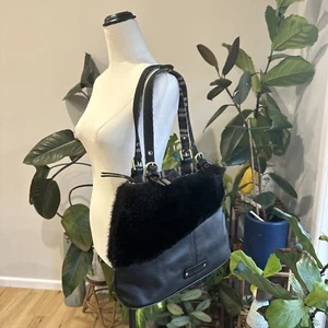 🎈 Mindy Mason Etiquette Gorgeous Faux Fur Textured Bag With Leather Tag Inside - Picture 1 of 19