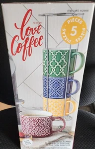 Love Coffee- 5-piece- 4 MUGS with Stand - Picture 1 of 3