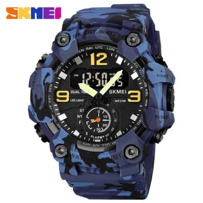 SKMEI Sport Watch Men Camouflage Military Blue Watch Boys LED Digital Watches - image 1 of 4