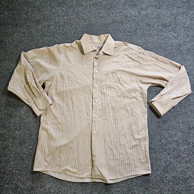 Camisa Joseph Abboud Para Hombre 16 32/33 Beige Tostado Rayas Botón Manga Larga Carrera Foto 1 de 4