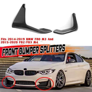 CARBON FIBER FRONT BUMPER SPLITTERS LIP FOR 2015~2019 BMW F80 M3 F82 F83 M4 New - Picture 1 of 7