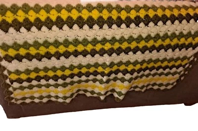 Manta De Colección Retro Hecha a Mano Crochet Flores Abuela Afgana 46"x60" Verde Foto 1 de 4