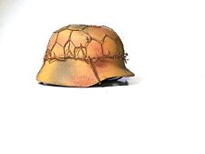 1/6 SCALE DID GERMAN WWII - METAL AND LEATHER CAMO HELMET W/ METAL RED