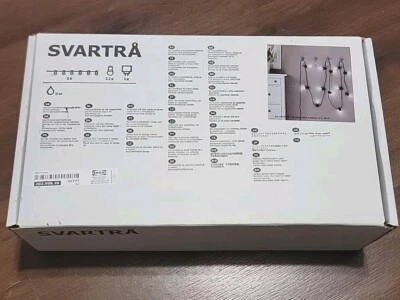 IKEA SVARTRÅ SVARTRA LED Cadena Luz con 12 Luces, Negro/Exterior 203.908.28 Foto 1 de 4