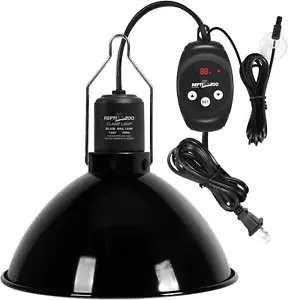 Reptile Light Fixture with Dimming Thermostat, 8.5 Inch Deep Dome Lamp Fixture w - Picture 1 of 12