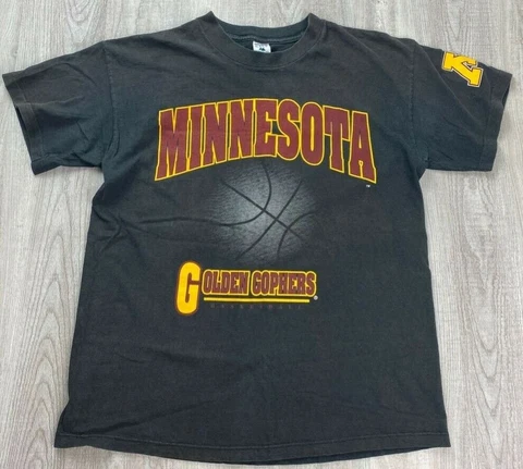 Vintage Minnesota Golden Gophers Galt Sand Mens T-Shirt Black Crew Neck Cotton L Cover
