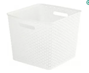 Cesto in rattan nidificabile curver grande stoccaggio vintage bianco 18 L adatto unità Kallax - Foto 1 di 2