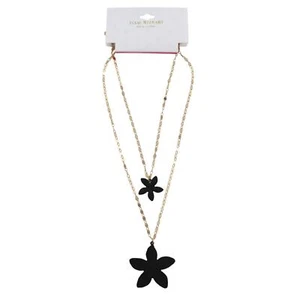 Isaac Mizrahi Set di due collane in oro con pendenti a fiori neri #MZ28 - Foto 1 di 3