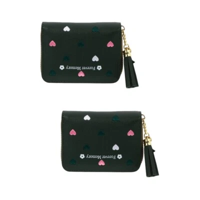 2 pezzi donna cartone animato portafoglio PU borsa di immagazzinaggio biglietto borsa cambio moda borsa - Immagine 1 di 4