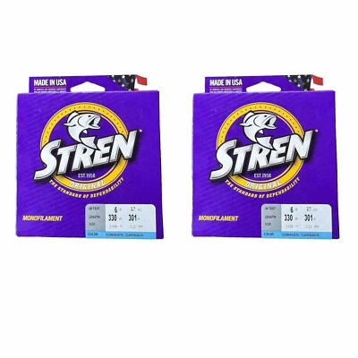 2  Stren Original MonoFilament Fishing Line 6 Lb 330  Yards Clear Blue Fl - Image 1 of 3