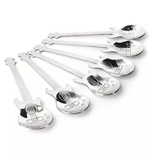 6-teiliges Edelstahl Gitarrenlöffel Set zum Rühren Mischen Kaffee Tee Löffel - Bild 1 von 7