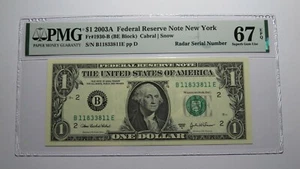 $1 2003 Radar Serial Number Federal Reserve Currency Bank Note Bill PMG UNC67EPQ - Picture 1 of 3