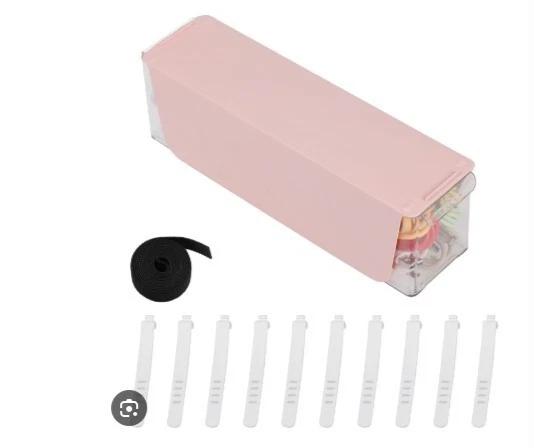 Yesesion Organizer Box with 7 Compartments and Wire Ties Pink Plastic New - Image 1 of 2