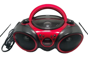 Jensen CD-490 Lettore CD Portatile Stereo Sportivo - Radio AM/FM (Rosso/Nero) Boombox - Foto 1 di 7