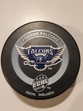 Vintage Fresno Falcons Team Logo Official Hockey Puck WCHL Advertising 
