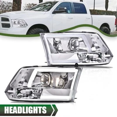 Chrome LED DRL Projector Headlights Fit For 2009-2018 Dodge Ram 1500 2500 3500 - Image 1 of 4