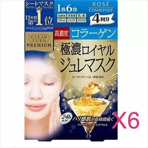 KOSE Clear Turn Premium Royal Jelly & Collagen Face Mask 4 Sheets set of 6 - Picture 1 of 2
