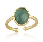 Emerald oval ring for women bezel natural emerald ring every day ring jewelry