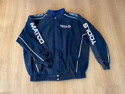 MATCO TOOLS Full Zip Denim Lined Pit Style Racing Jacket Mens Slash Pockets VTG - Image 1 of 4