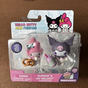Hello Kitty & Friends 2 Figure Set Sweet & Salty My Melody & Kuromi NIP - Picture 1 of 12