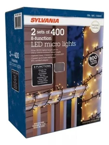 Sylvania Micro LED Lights 2 Strings of 400 Lights per String indoor outdoor - Picture 1 of 4