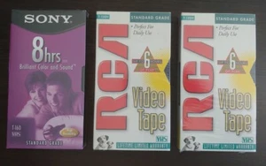 RCA T-120H Standard Grade Up To 6 Hr Blank VHS Tapes 2 Pack 1 Sony 8 Hr SEALED - Picture 1 of 6