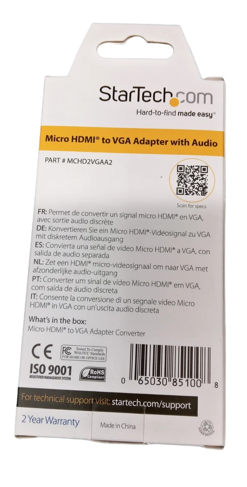 Startech Micro HDMI to VGA Adapter Converter with Audio  - Image 1 of 4