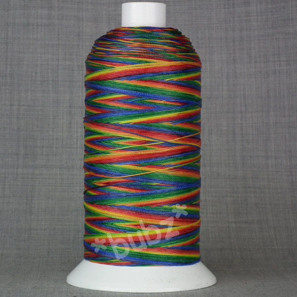 THICK HEAVY DUTY BONDED NYLON SEWING THREAD 10 TKT 1500m MULTICOLOURED RAINBOW - Image 1 of 1
